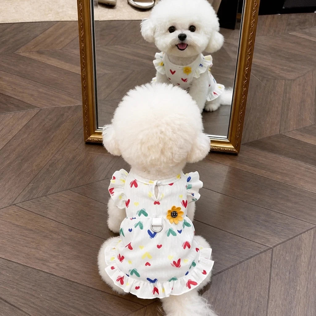 Cotton Bow Dress for Small Dogs and Cats