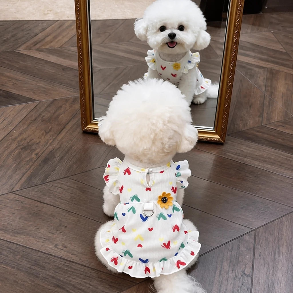 Cotton Bow Dress for Small Dogs and Cats