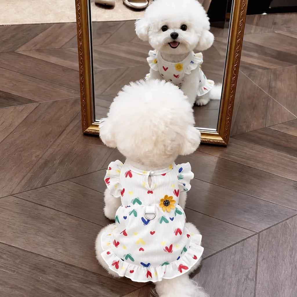 Cotton Bow Dress for Small Dogs and Cats