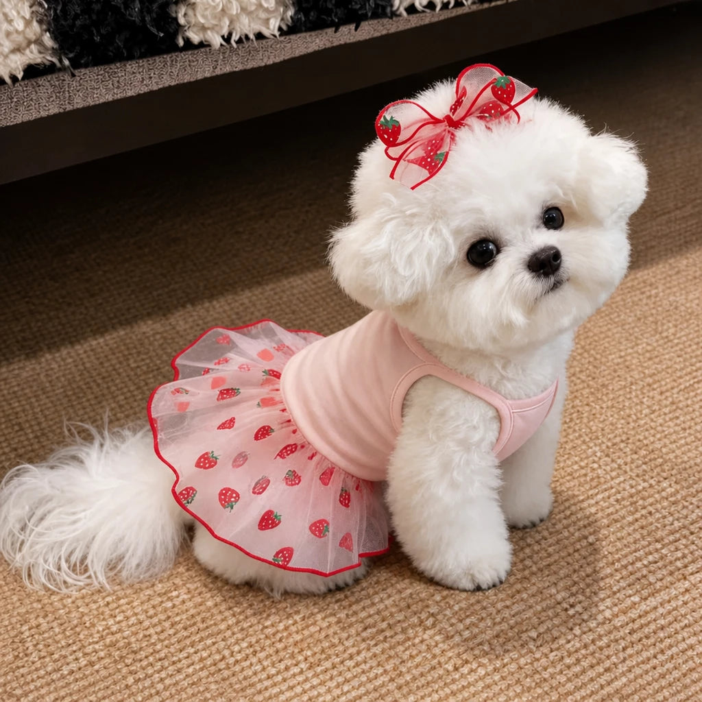 Cotton Bow Dress for Small Dogs and Cats