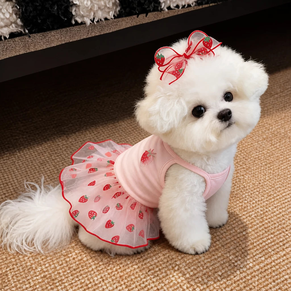 Cotton Bow Dress for Small Dogs and Cats