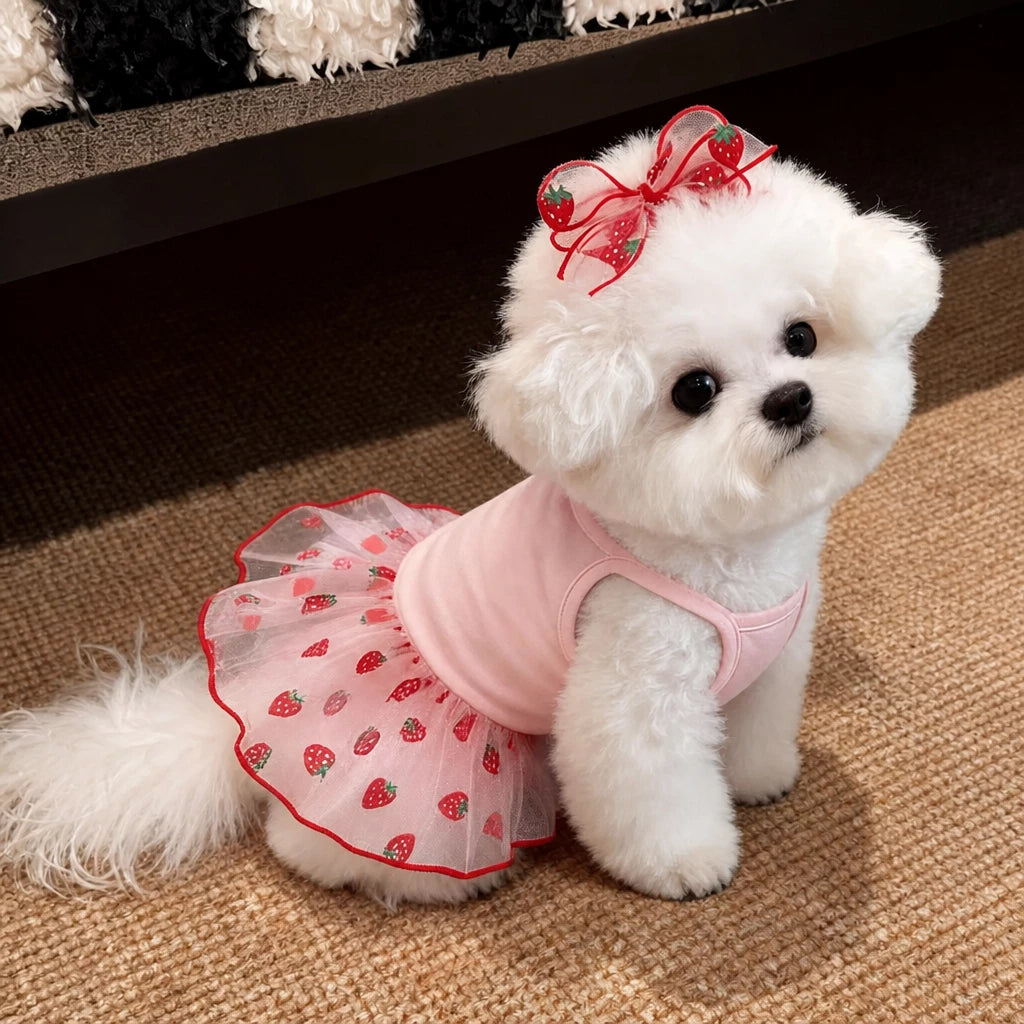 Cotton Bow Dress for Small Dogs and Cats