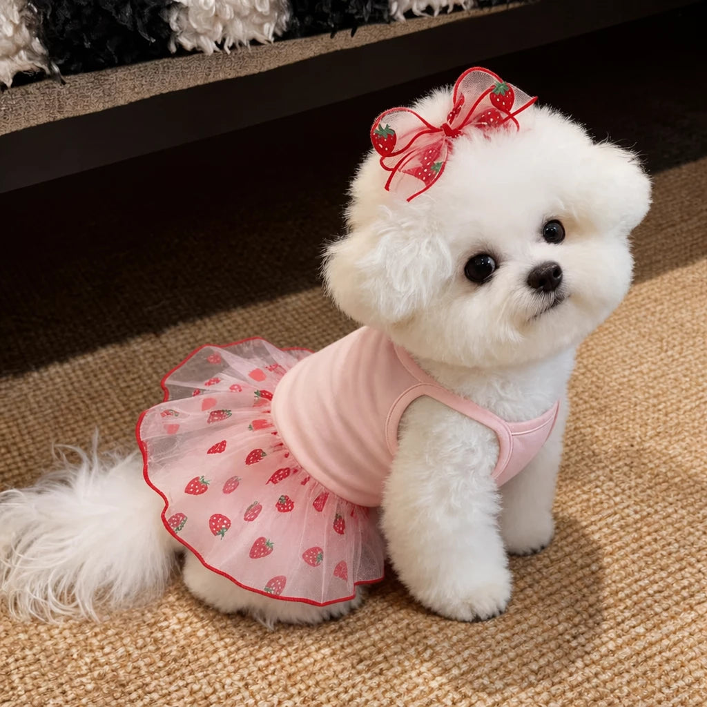 Cotton Bow Dress for Small Dogs and Cats
