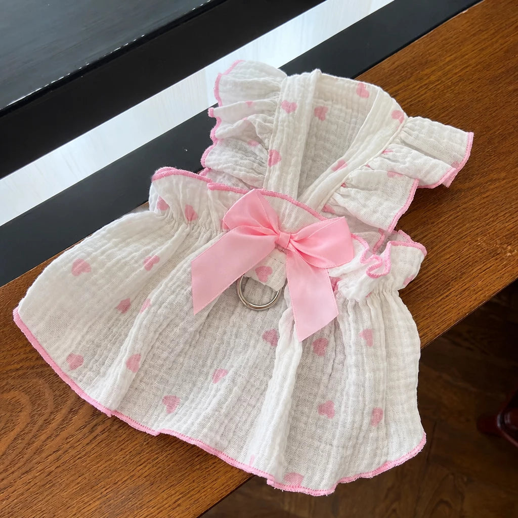 Cotton Bow Dress for Small Dogs and Cats