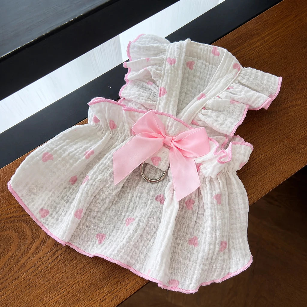 Cotton Bow Dress for Small Dogs and Cats