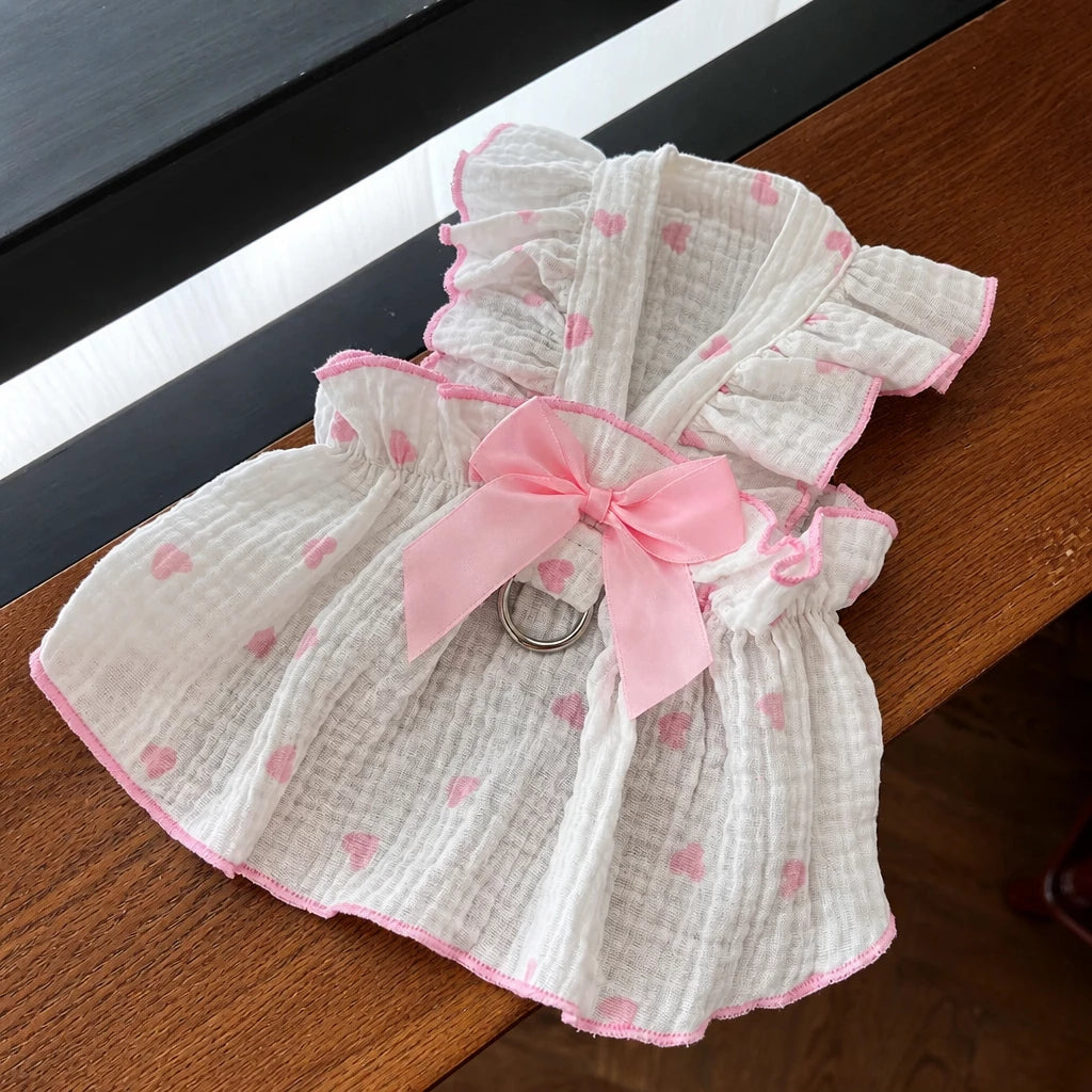 Cotton Bow Dress for Small Dogs and Cats