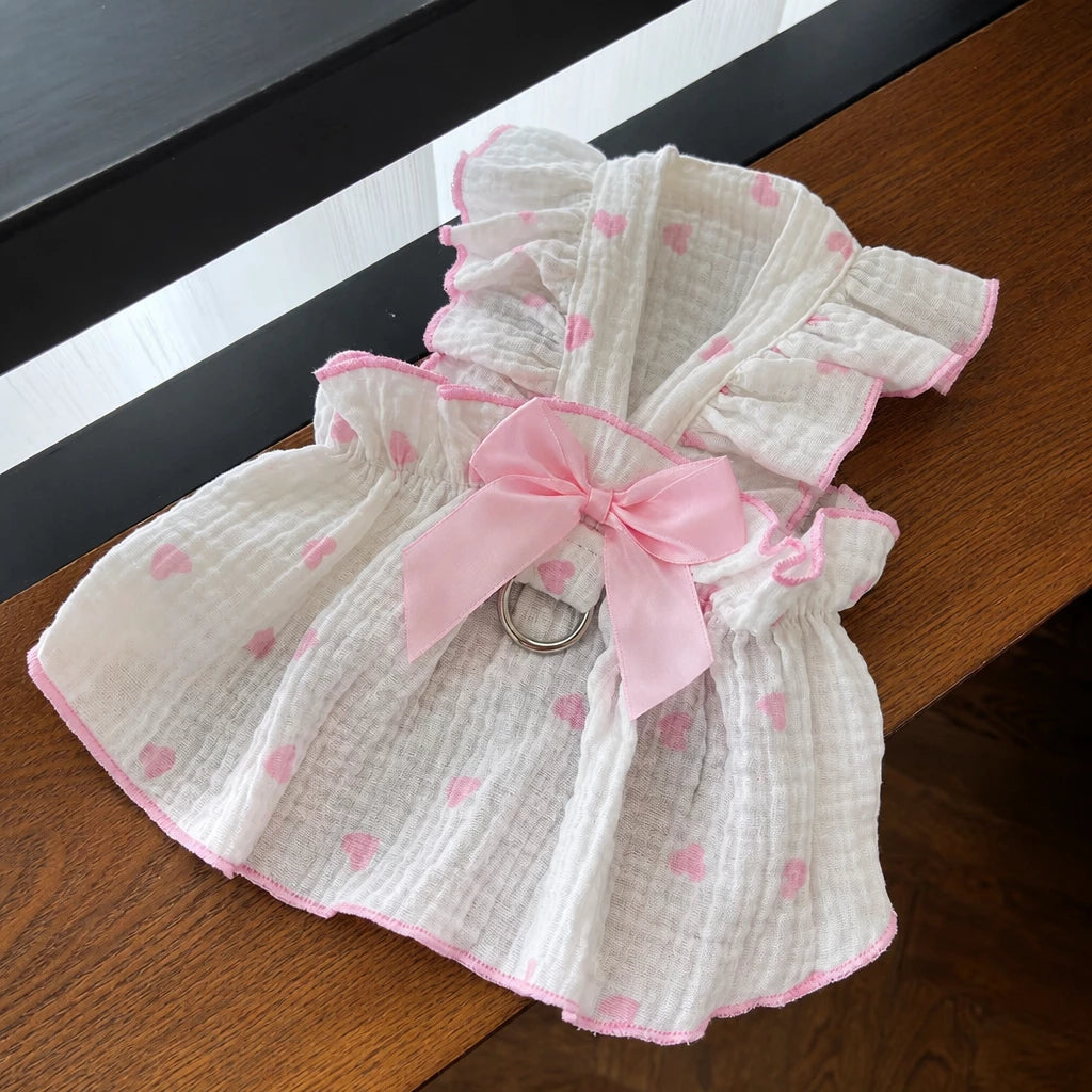 Cotton Bow Dress for Small Dogs and Cats