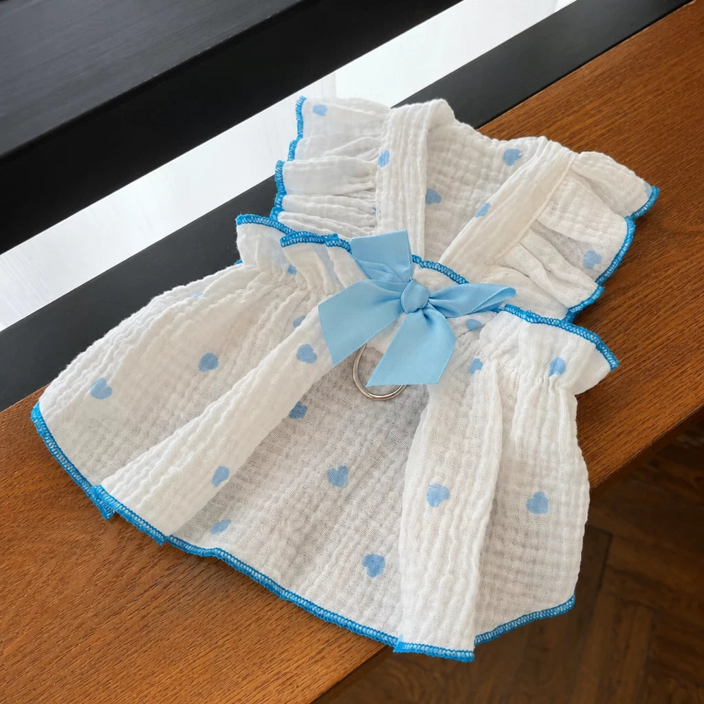 Cotton Bow Dress for Small Dogs and Cats