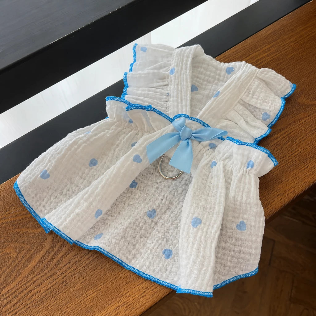 Cotton Bow Dress for Small Dogs and Cats