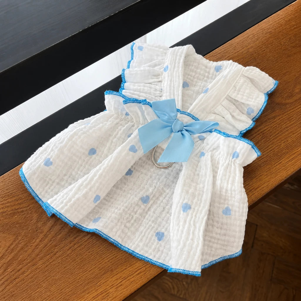 Cotton Bow Dress for Small Dogs and Cats