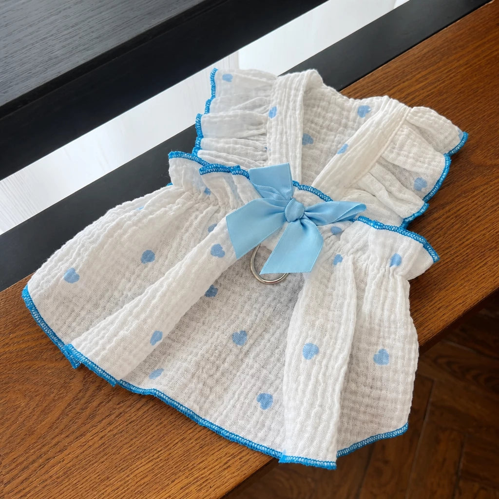Cotton Bow Dress for Small Dogs and Cats