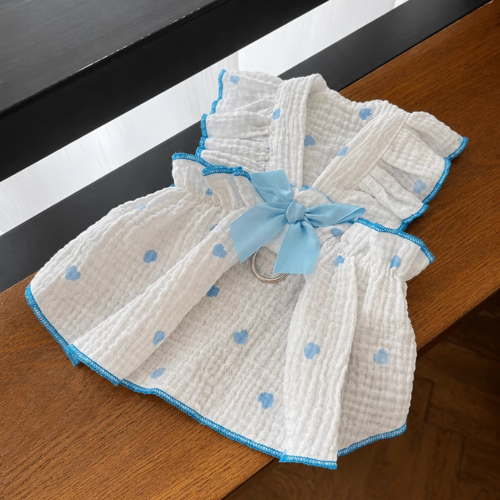 Cotton Bow Dress for Small Dogs and Cats