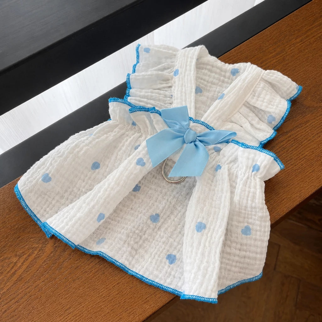 Cotton Bow Dress for Small Dogs and Cats