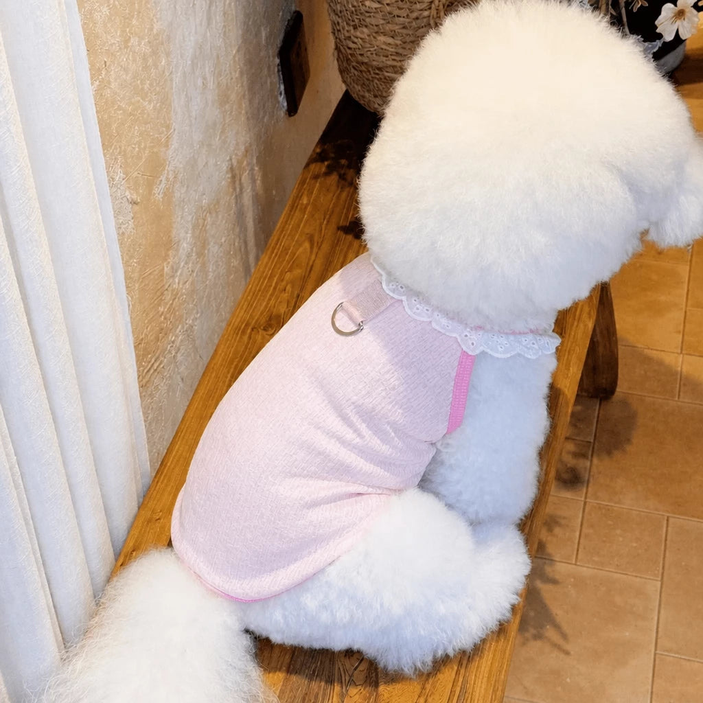 Lightweight Printed Lace-Trim Pet Vest for Dogs & Cats