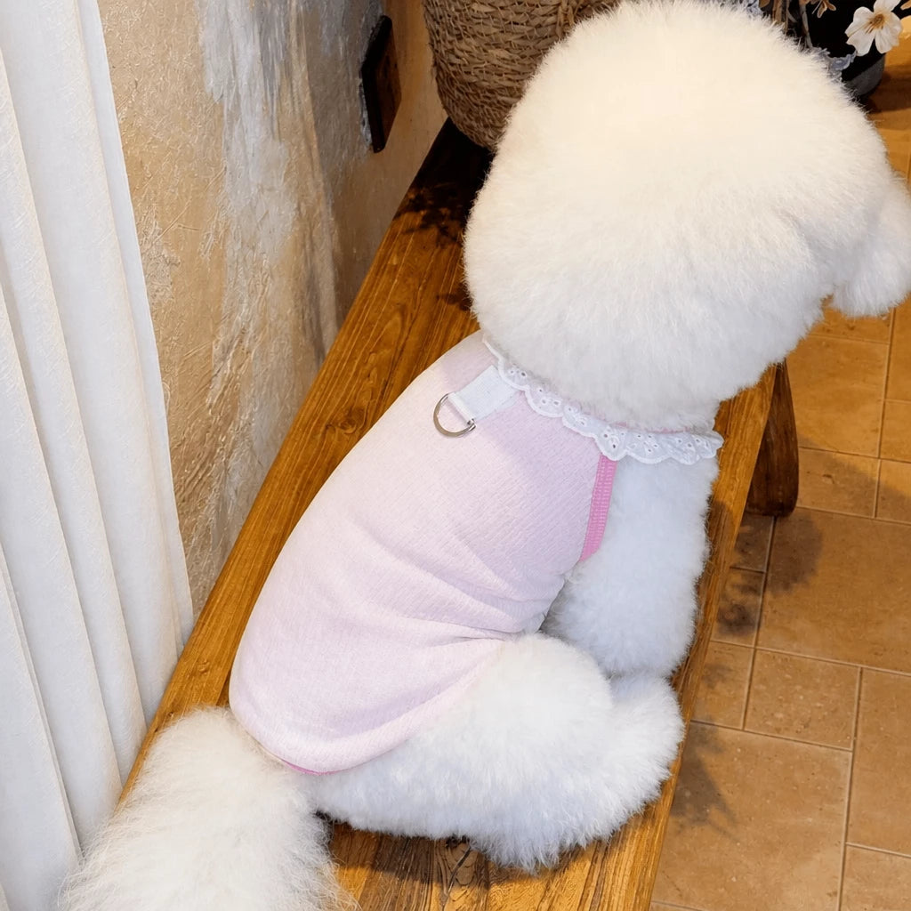 Lightweight Printed Lace-Trim Pet Vest for Dogs & Cats
