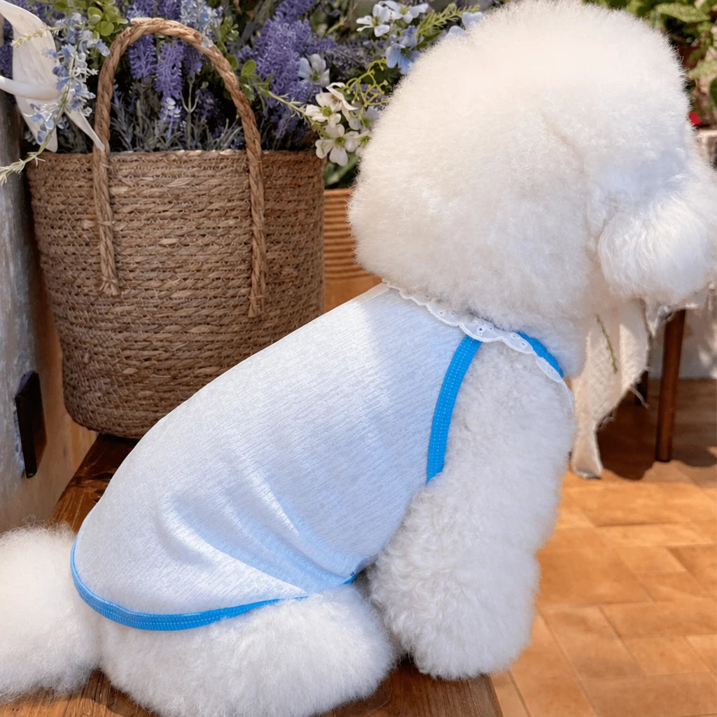 Lightweight Printed Lace-Trim Pet Vest for Dogs & Cats