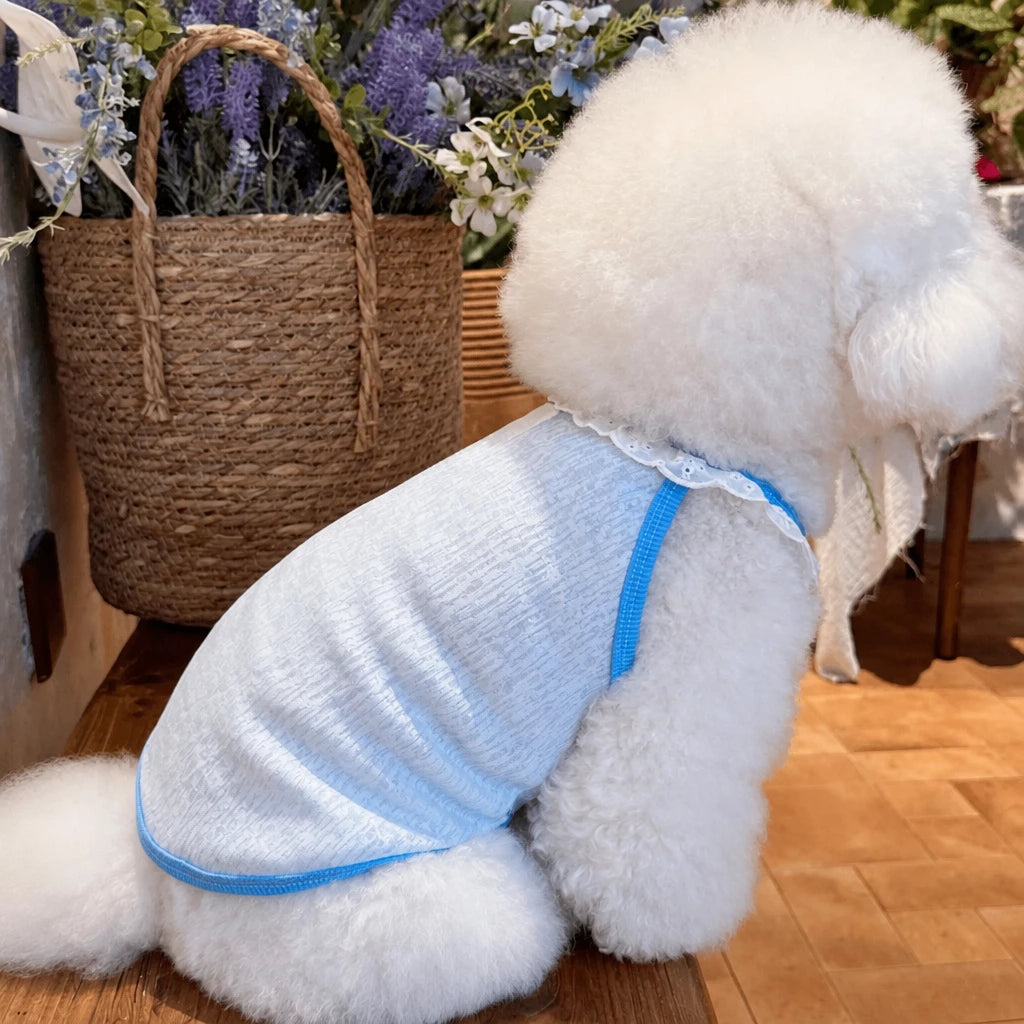 Lightweight Printed Lace-Trim Pet Vest for Dogs & Cats