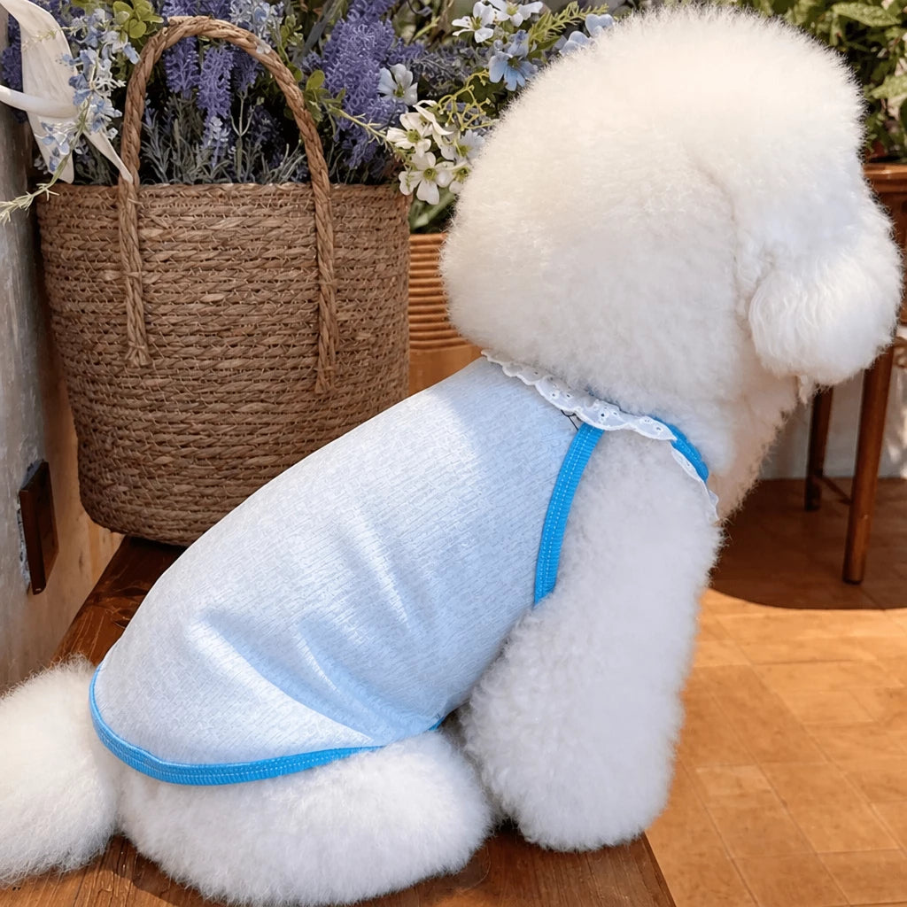 Lightweight Printed Lace-Trim Pet Vest for Dogs & Cats