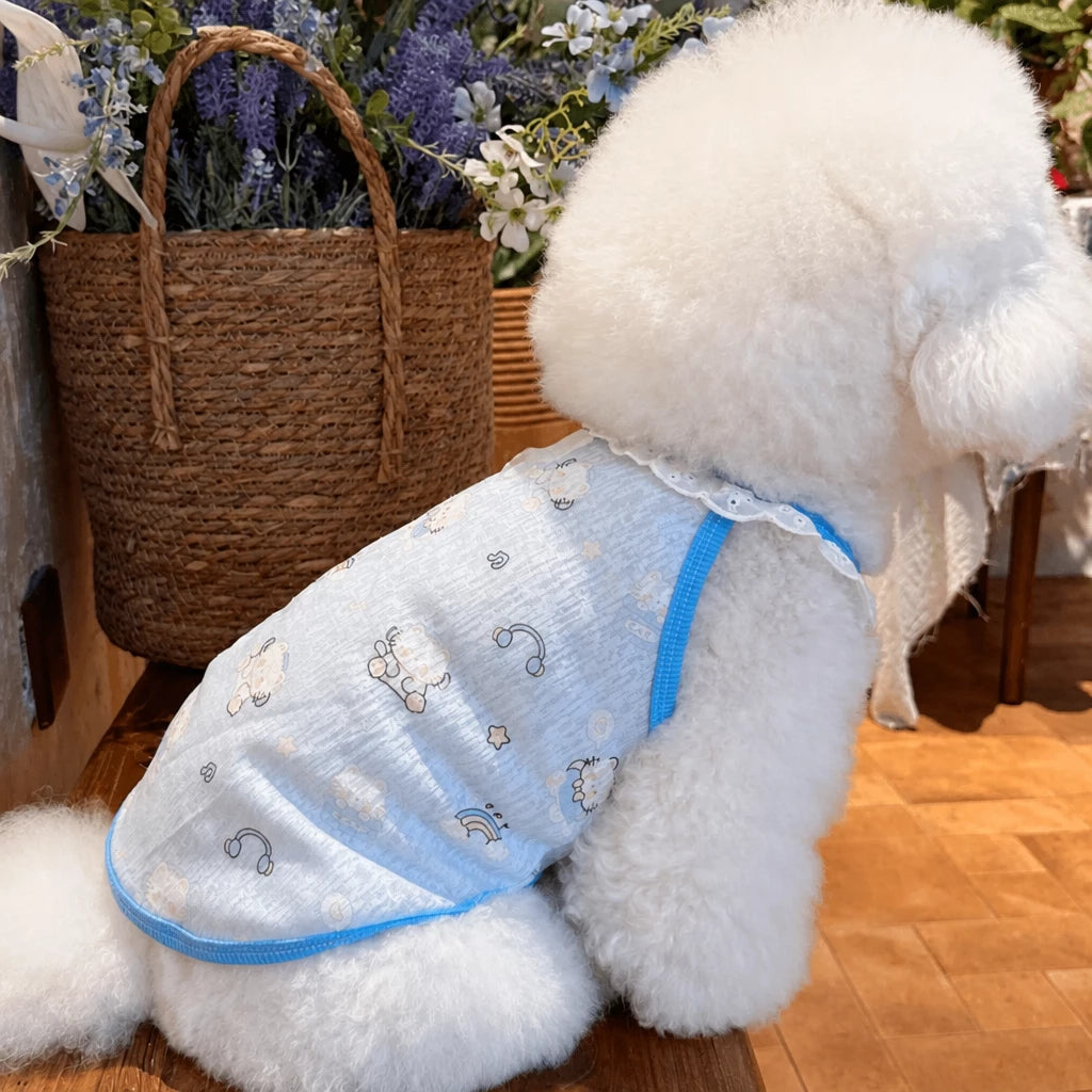 Lightweight Printed Lace-Trim Pet Vest for Dogs & Cats