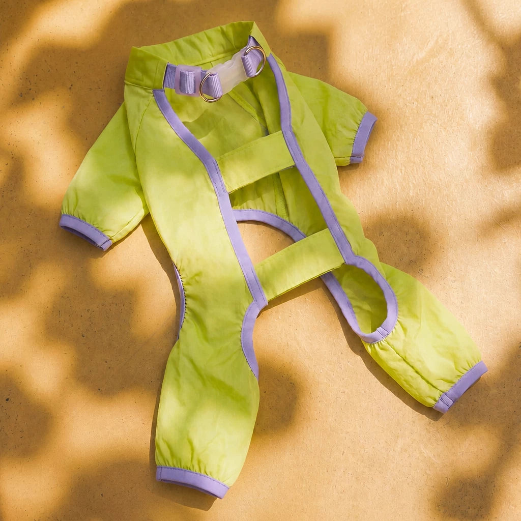 Synthetic Leather Four-Leg Dog Jumpsuit for Outdoor Walks