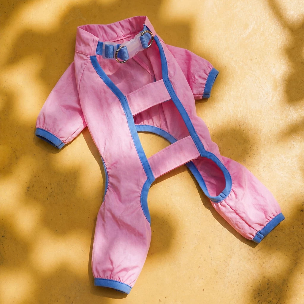 Synthetic Leather Four-Leg Dog Jumpsuit for Outdoor Walks