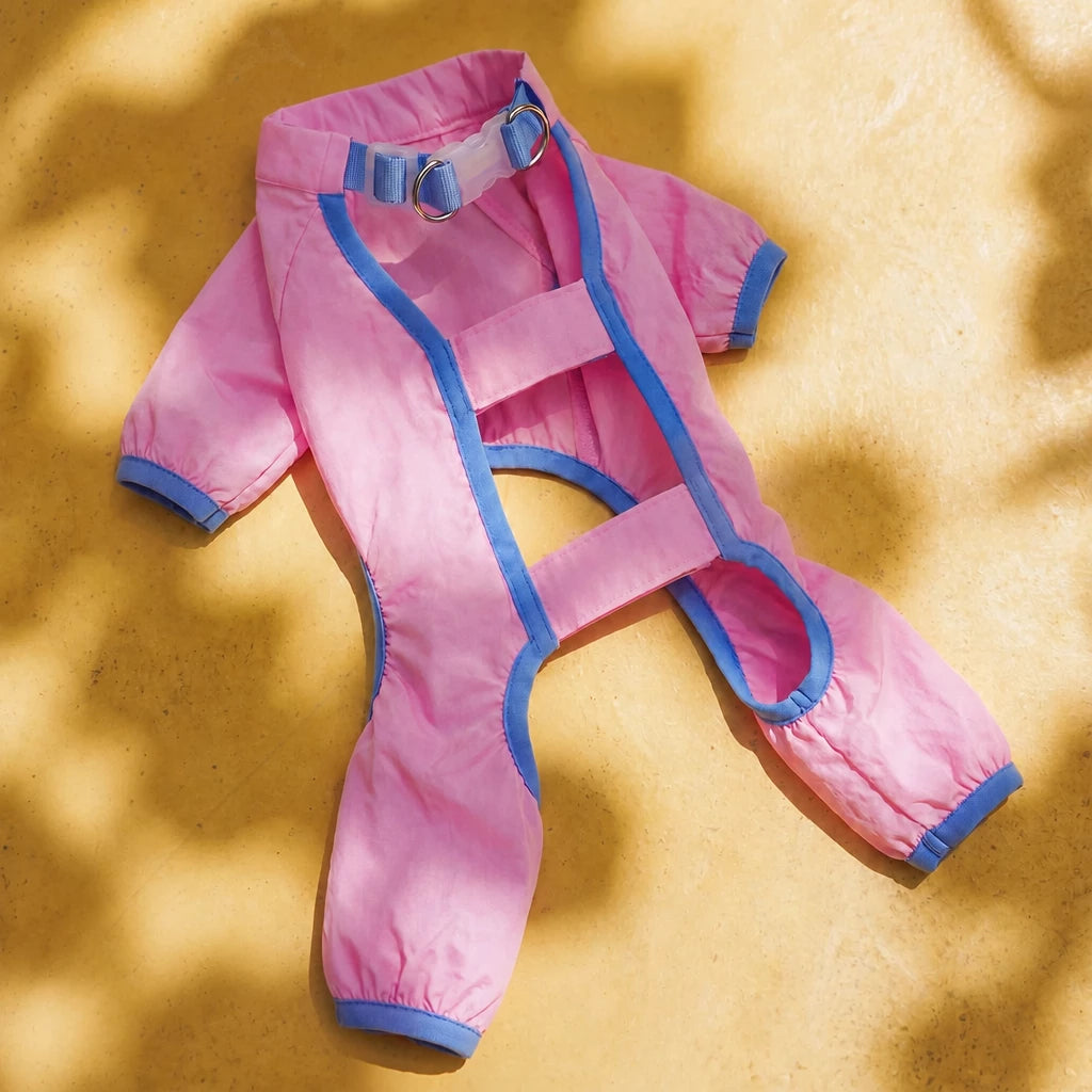 Synthetic Leather Four-Leg Dog Jumpsuit for Outdoor Walks