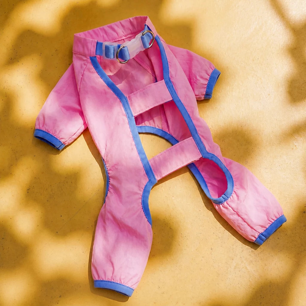 Synthetic Leather Four-Leg Dog Jumpsuit for Outdoor Walks