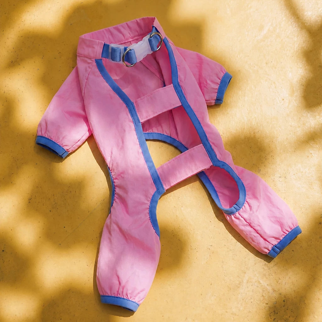 Synthetic Leather Four-Leg Dog Jumpsuit for Outdoor Walks