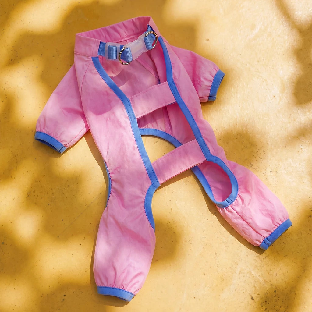 Synthetic Leather Four-Leg Dog Jumpsuit for Outdoor Walks