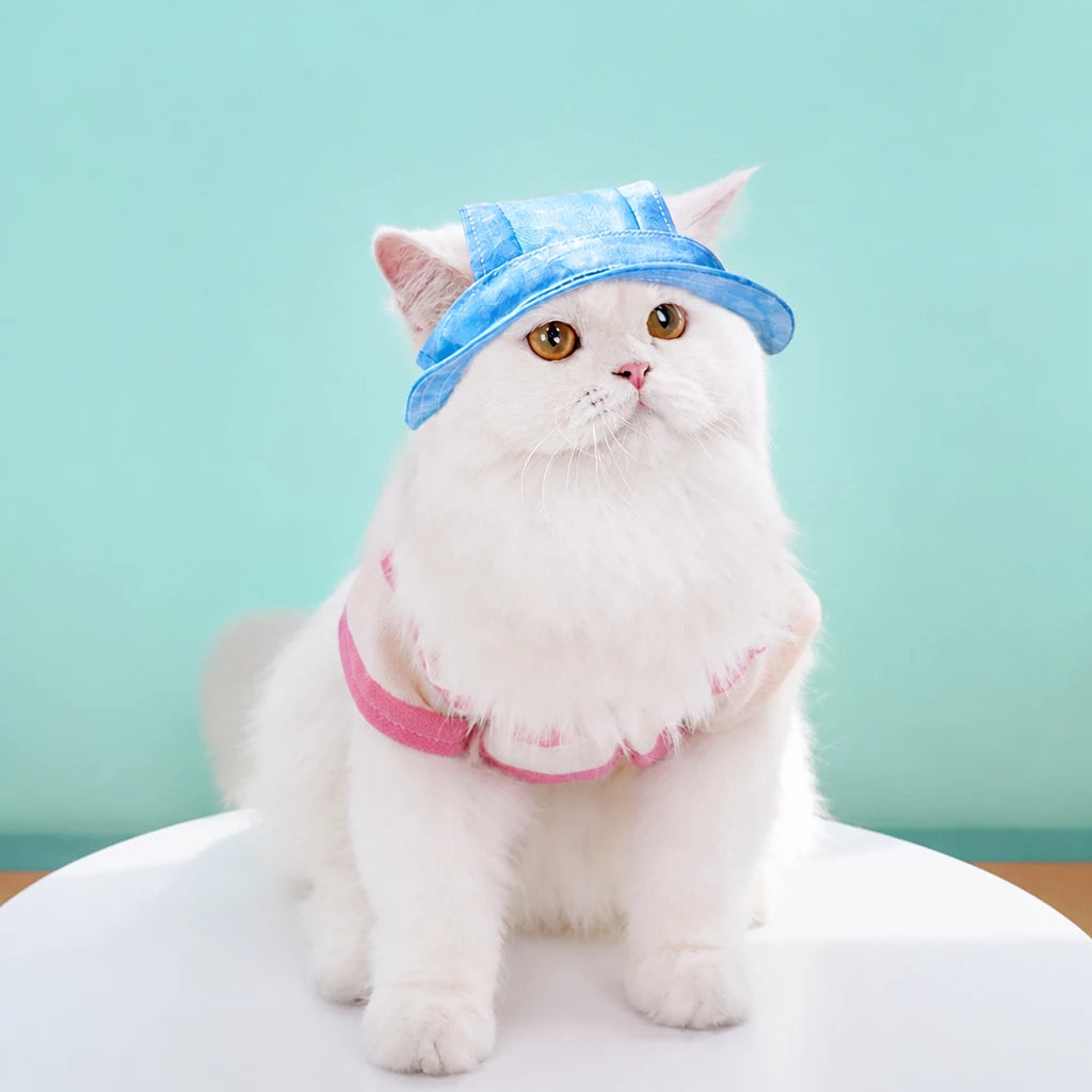 Adjustable Cotton Pet Bucket Hat with Ear Openings
