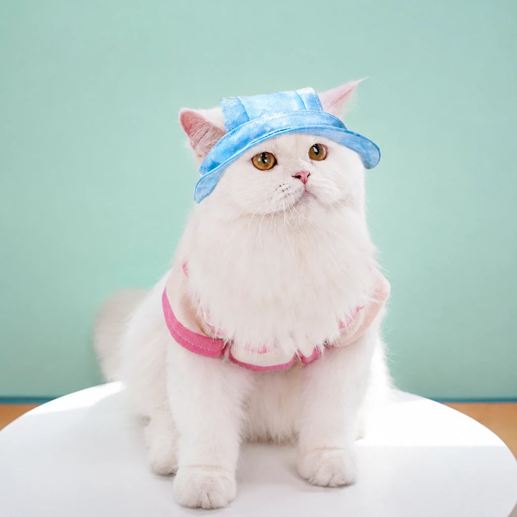 Adjustable Cotton Pet Bucket Hat with Ear Openings
