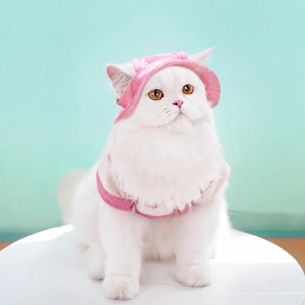 Adjustable Cotton Pet Bucket Hat with Ear Openings