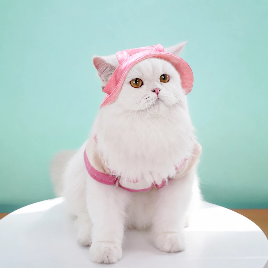 Adjustable Cotton Pet Bucket Hat with Ear Openings