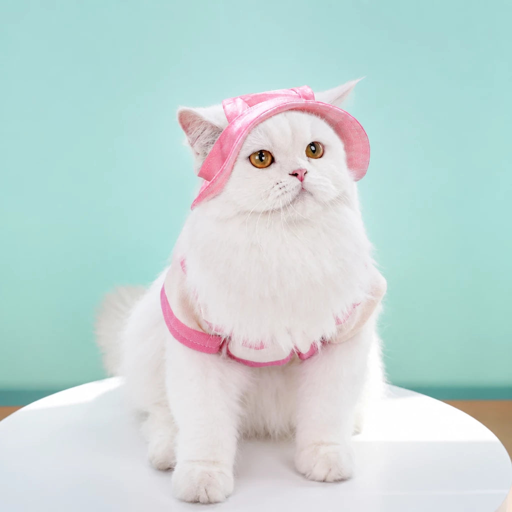 Adjustable Cotton Pet Bucket Hat with Ear Openings