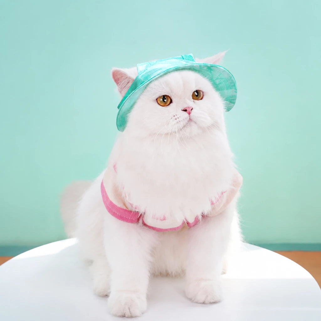 Adjustable Cotton Pet Bucket Hat with Ear Openings
