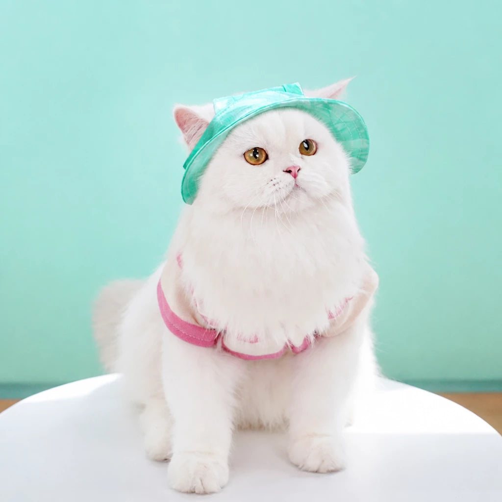 Adjustable Cotton Pet Bucket Hat with Ear Openings