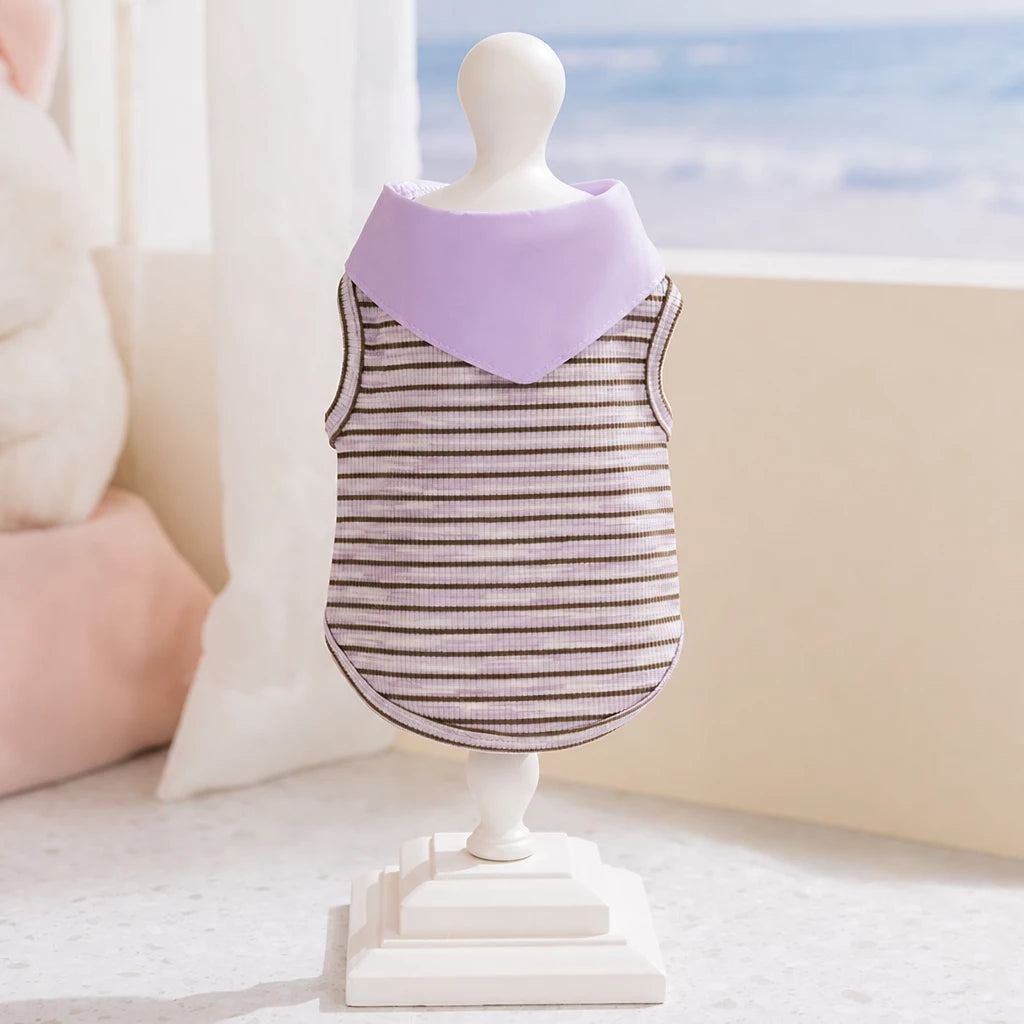 Striped Polo-Style Harness Vest for Small Dogs
