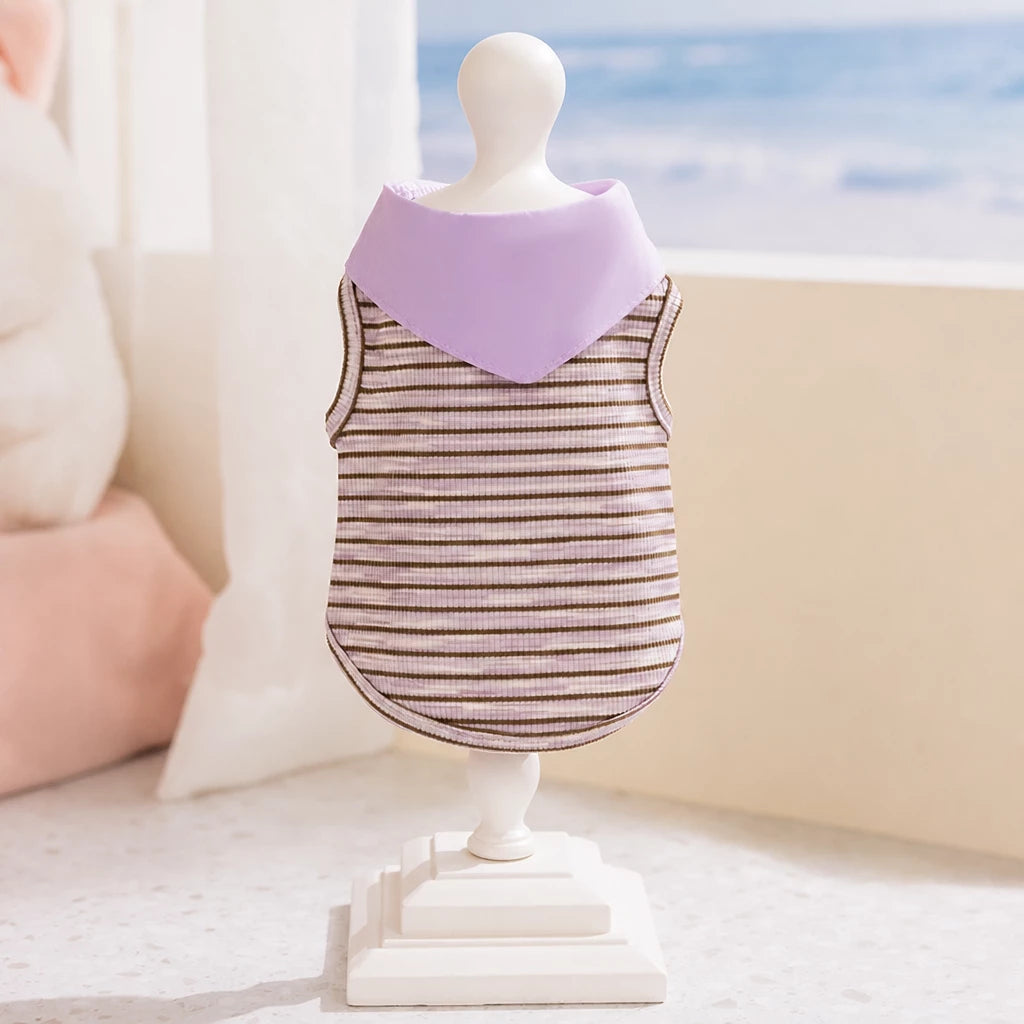 Striped Polo-Style Harness Vest for Small Dogs