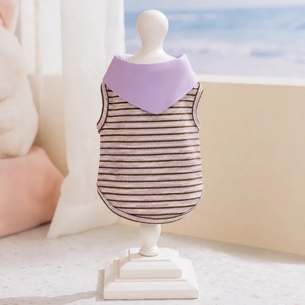 Striped Polo-Style Harness Vest for Small Dogs