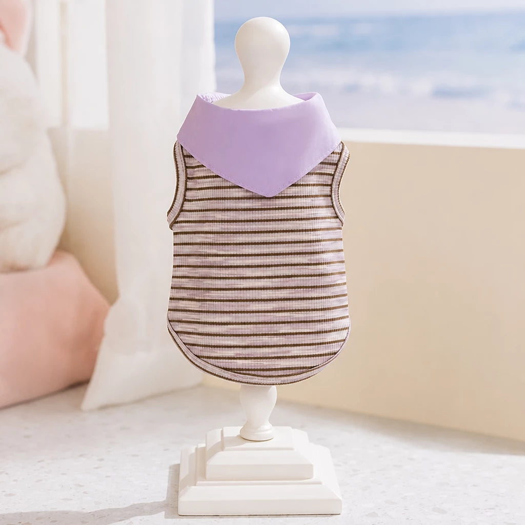 Striped Polo-Style Harness Vest for Small Dogs