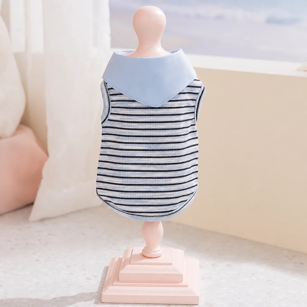 Striped Polo-Style Harness Vest for Small Dogs
