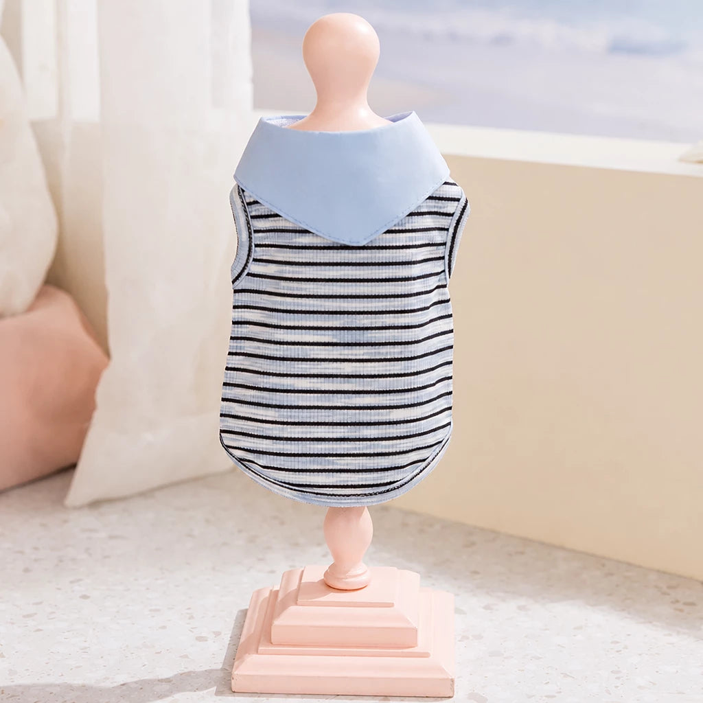 Striped Polo-Style Harness Vest for Small Dogs
