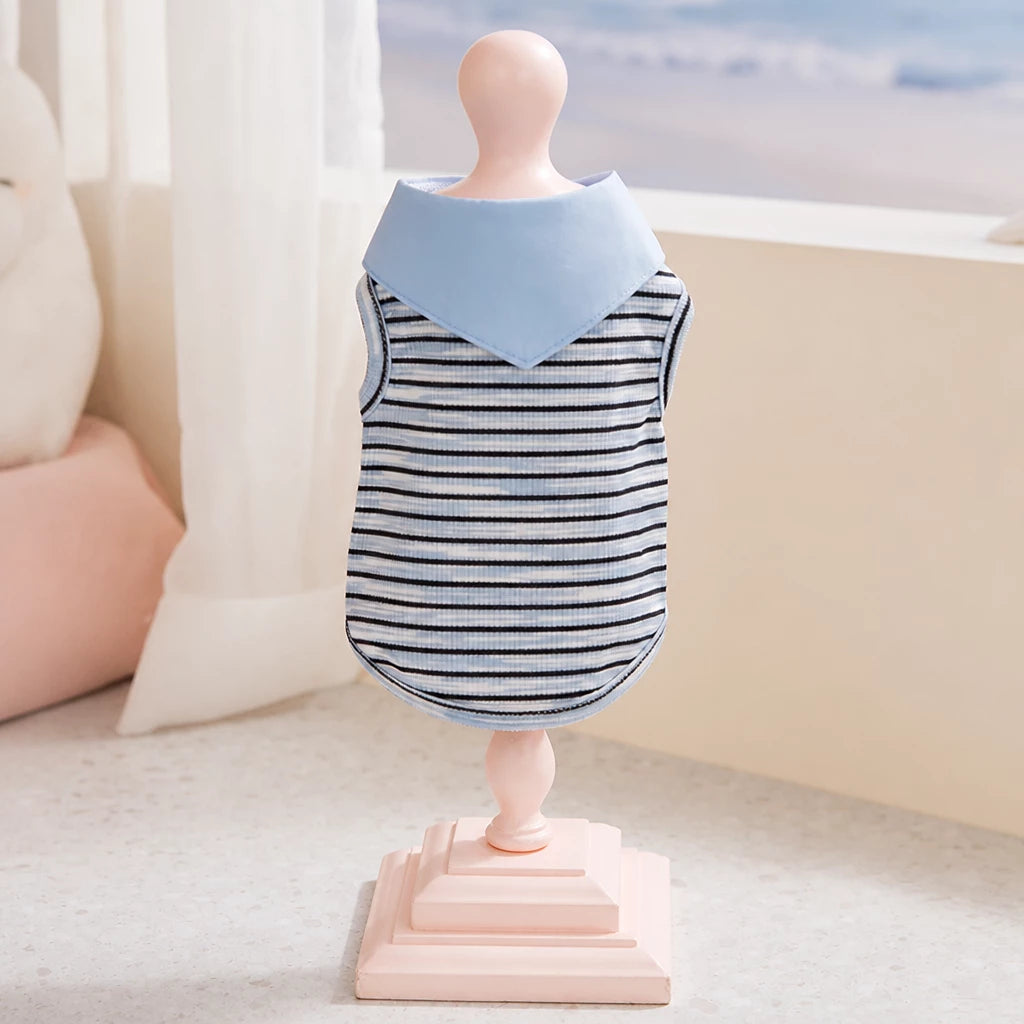 Striped Polo-Style Harness Vest for Small Dogs