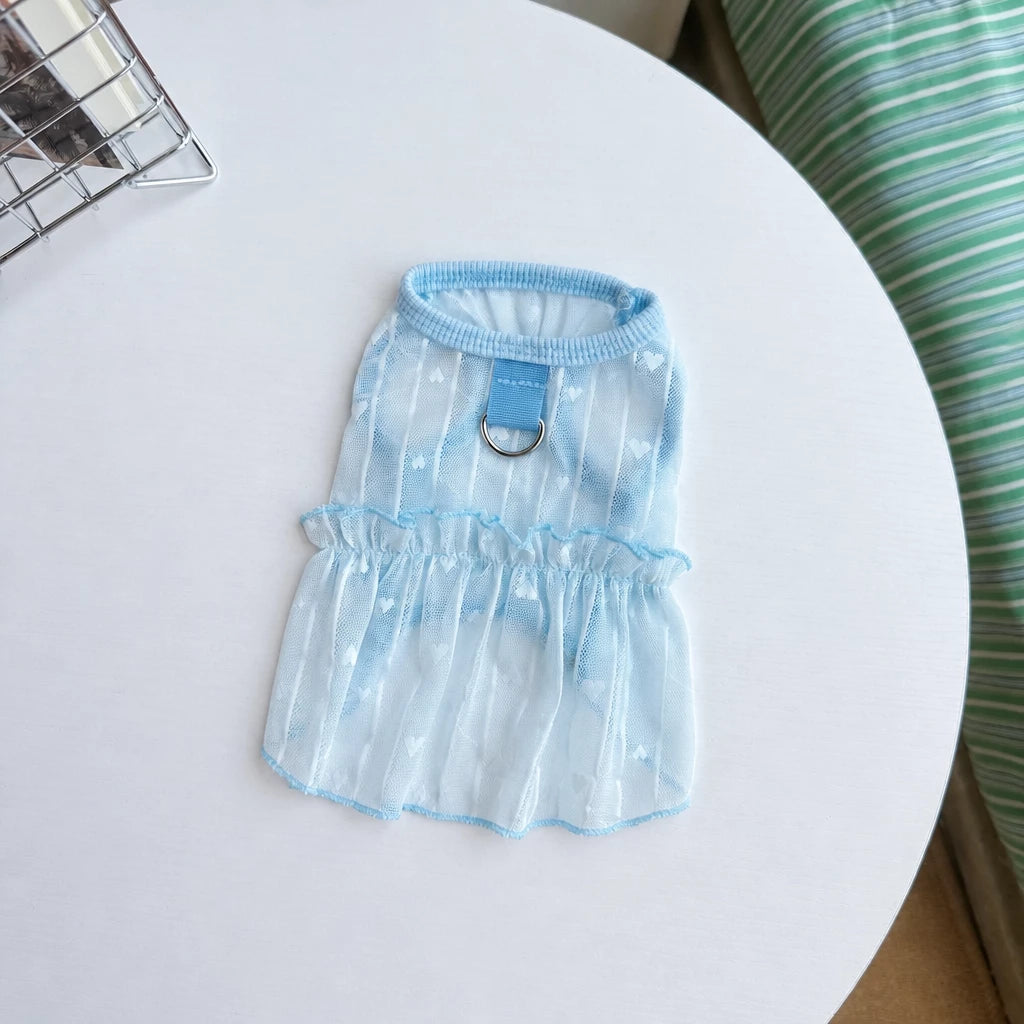 Silk Heart Cutout Ruffle Dress for Small Dogs & Cats