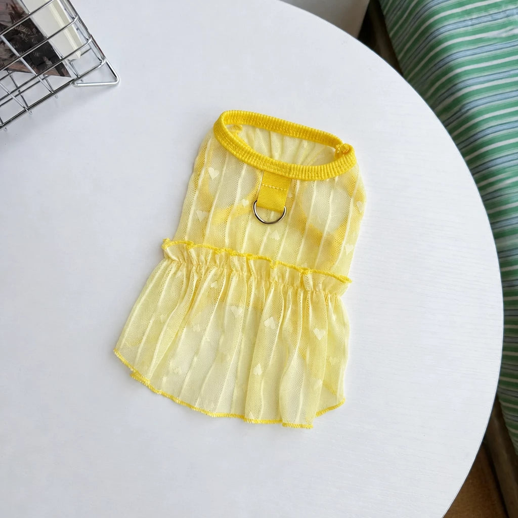 Silk Heart Cutout Ruffle Dress for Small Dogs & Cats