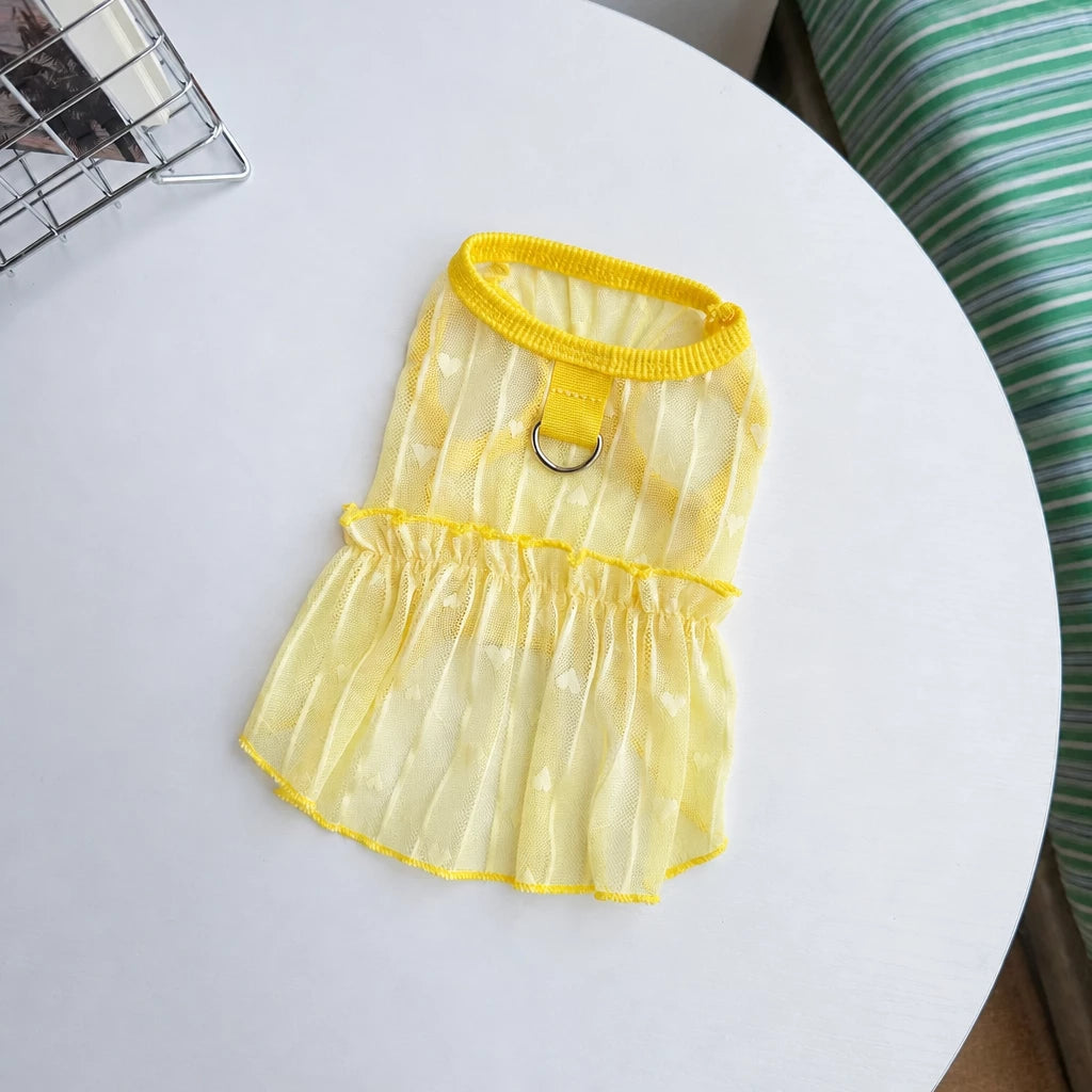 Silk Heart Cutout Ruffle Dress for Small Dogs & Cats