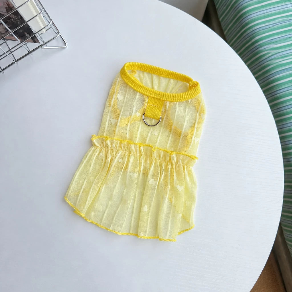 Silk Heart Cutout Ruffle Dress for Small Dogs & Cats