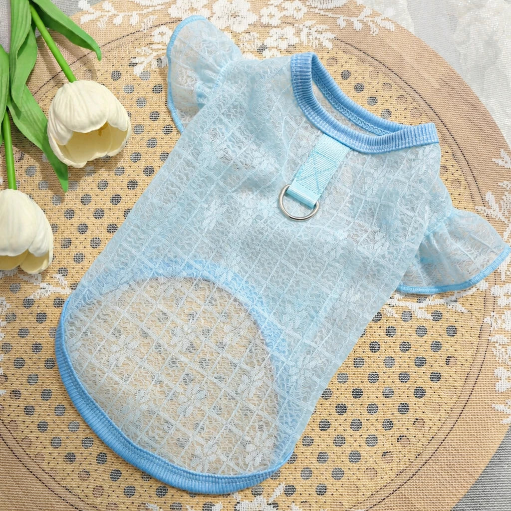 Lightweight Silk Pet Shirt with Lace Sleeves