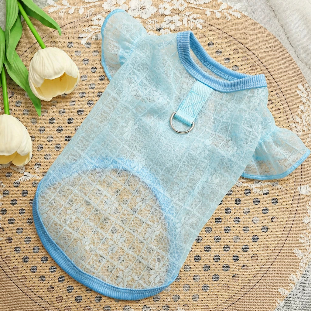 Lightweight Silk Pet Shirt with Lace Sleeves