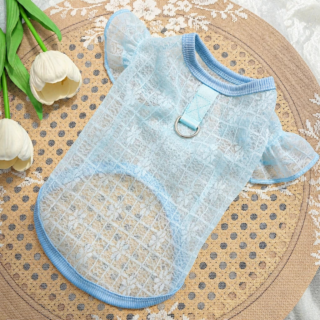 Lightweight Silk Pet Shirt with Lace Sleeves